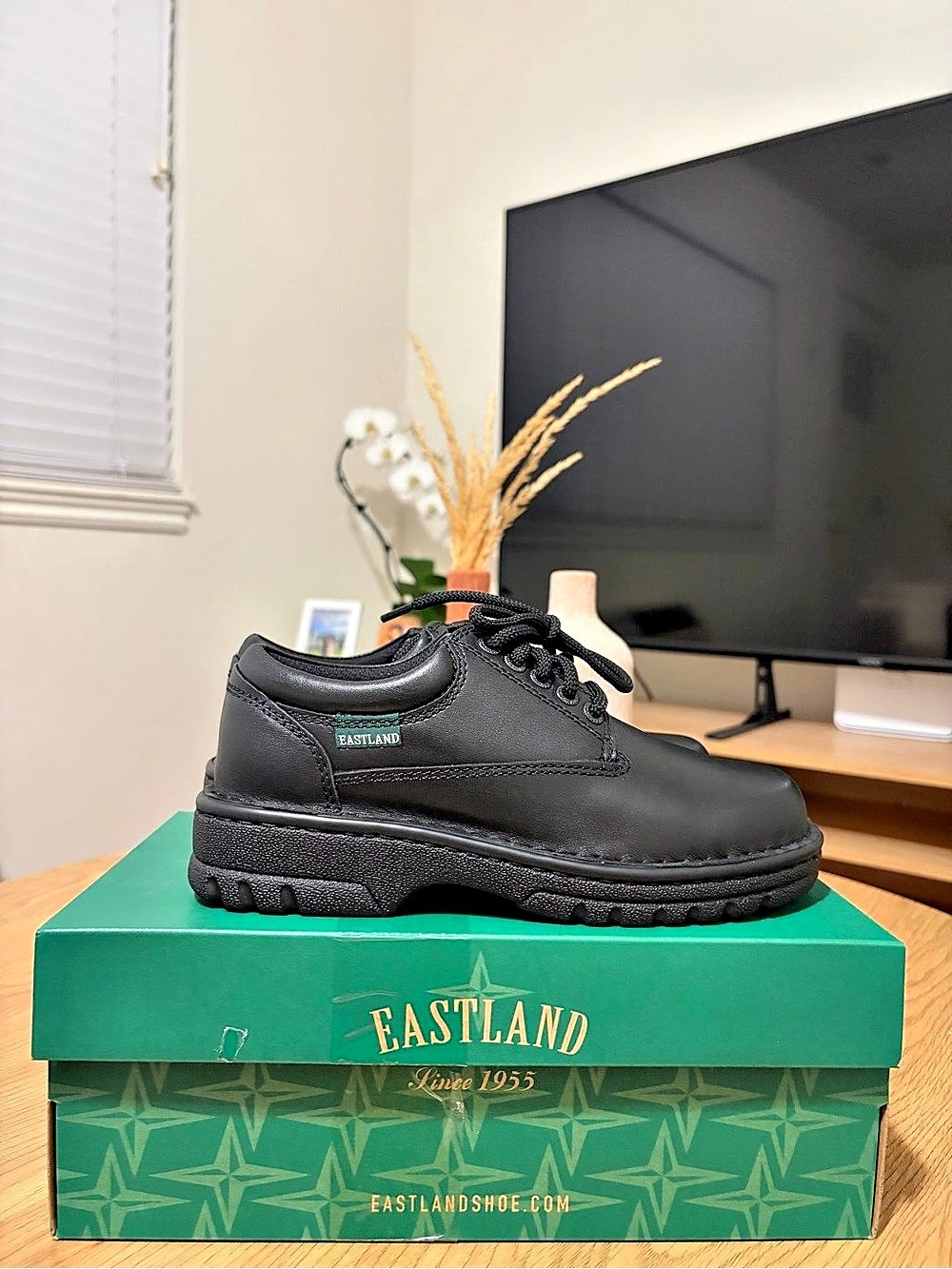 Eastland Plainview Black Plain-Toe Work Shoes US 6.5